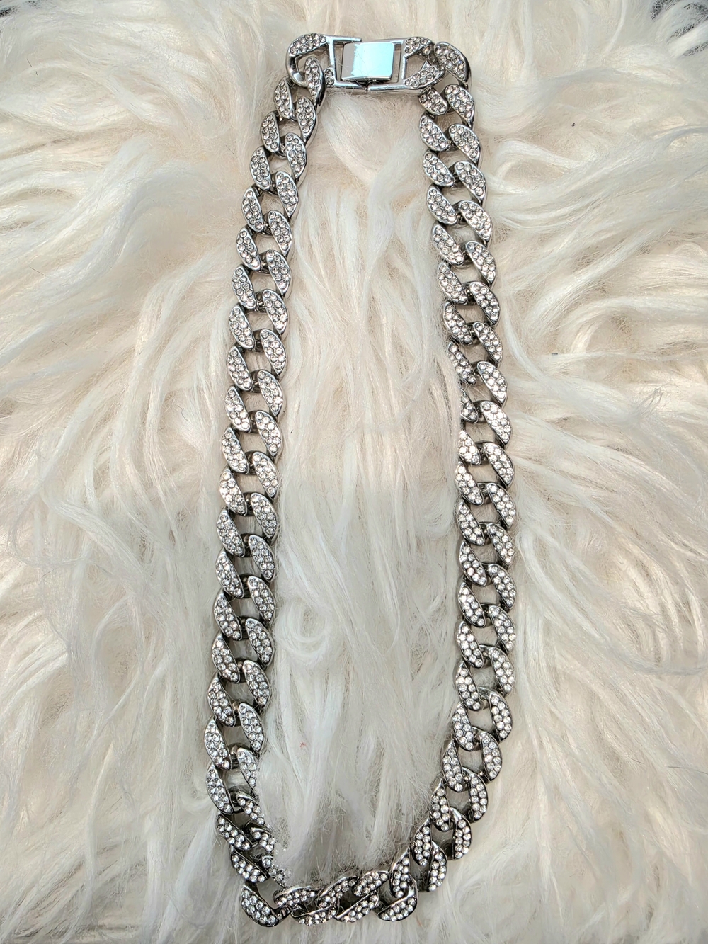 NEW Faux Chunk & Bold Link Chain Silver White Gold Tone Heavy Sz 19.85"